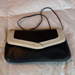 Small Navy Women's Shoulder Bag with White Trim